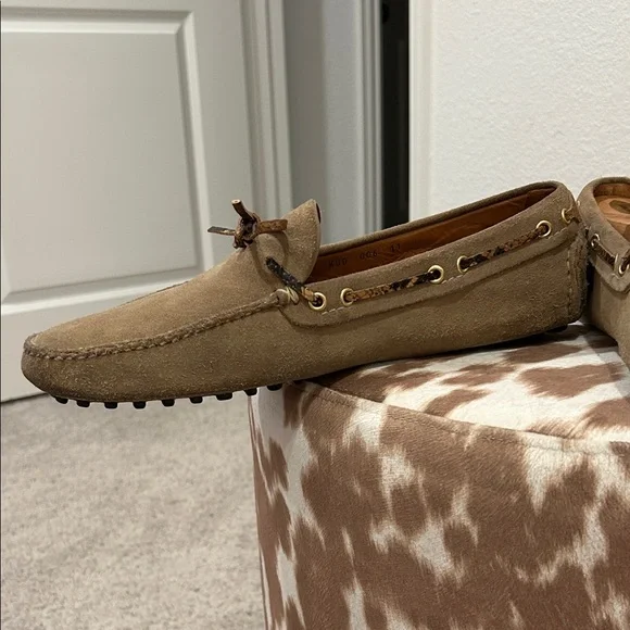 Brown Suede Loafers with Lace Detail - Picture 12 of 12